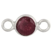 4.5 mm Round Faceted Spacer with Gemstone - 925 Sterling Silver - Ruby Imitation x1