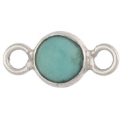 Turquoise - 4.5 mm Round Spacer with Gemstone - 925 Sterling Silver - Turquoise x1 4.5 mm Round Spacer with Gemstone - 925 Sterling Silver - Turquoise x1