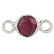 Garnet - 4.5 mm Faceted Round Spacer with Gemstone - 925 Sterling Silver - Garnet x1 4.5 mm Faceted Round Spacer with Gemstone - 925 Sterling Silver - Garnet x1