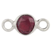 4.5 mm Faceted Round Spacer with Gemstone - 925 Sterling Silver - Garnet x1