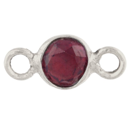 4.5 mm Faceted Round Spacer with Gemstone - 925 Sterling Silver - Garnet x1