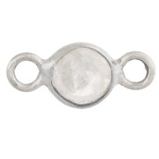 moon stone - 4.5 mm Faceted Round Spacer with Gemstone - 925 Sterling Silver - Moonstone x1 4.5 mm Faceted Round Spacer with Gemstone - 925 Sterling Silver - Moonstone x1