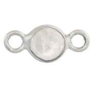 4.5 mm Faceted Round Spacer with Gemstone - 925 Sterling Silver - Moonstone x1