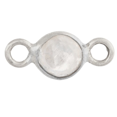 4.5 mm Faceted Round Spacer with Gemstone - 925 Sterling Silver - Moonstone x1