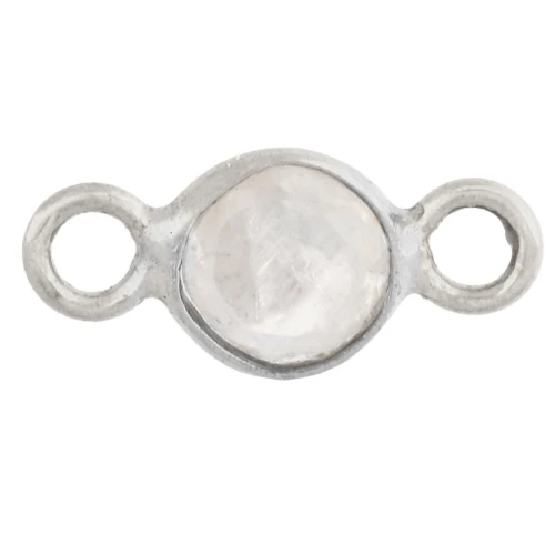 4.5 mm Faceted Round Spacer with Gemstone - 925 Sterling Silver - Moonstone x1