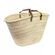Panier en palmier naturel et anses en cuir 34x56 cm Naturel x1