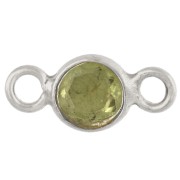 Peridot - 4.5 mm Faceted Round Spacer with Gemstone - 925 Sterling Silver - Peridot x1 4.5 mm Faceted Round Spacer with Gemstone - 925 Sterling Silver - Peridot x1