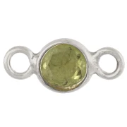 4.5 mm Faceted Round Spacer with Gemstone - 925 Sterling Silver - Peridot x1