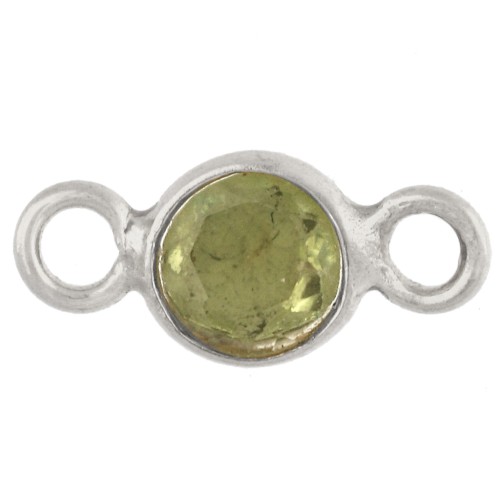 4.5 mm Faceted Round Spacer with Gemstone - 925 Sterling Silver - Peridot x1