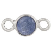 4.5 mm Round Faceted Spacer with Gemstone - 925 Sterling Silver - Sapphire Imitation