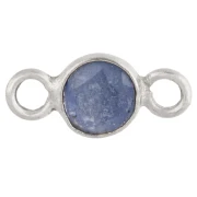 4.5 mm Round Faceted Spacer with Gemstone - 925 Sterling Silver - Sapphire Imitation