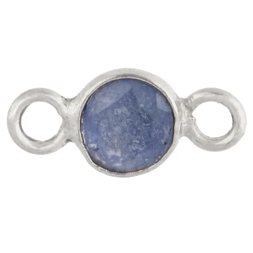 4.5 mm Round Faceted Spacer with Gemstone - 925 Sterling Silver - Sapphire Imitation