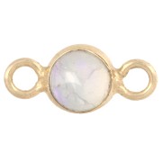 24 Carats gold - 4.5 mm Round Spacer with Gemstone - 925 Sterling Silver Fine gold plated - Opal x1 4.5 mm Round Spacer with Gemstone - 925 Sterling Silver Fine gold plated - Opal x1