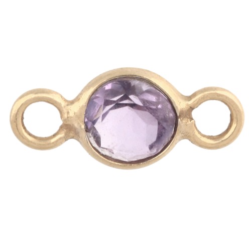 4.5 mm Faceted Round Gemstone Spacer - 925 Sterling Silver Plated with Fine gold - Amethyst