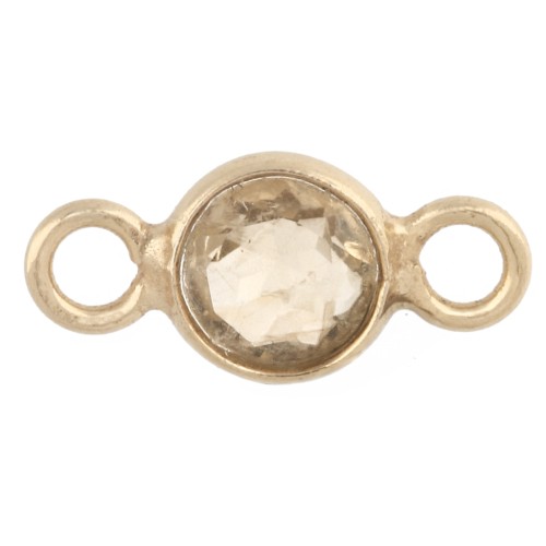 4.5 mm Faceted Round Gemstone Spacer - 925 Sterling Silver Fine gold plated - Citrine