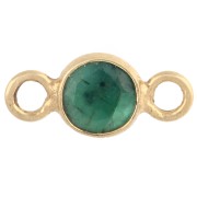 Imitation Emeraude - 4.5 mm Round Faceted Gemstone Spacer, 925 Sterling Silver Fine gold plated - Emerald Imitation 4.5 mm Round Faceted Gemstone Spacer, 925 Sterling Silver Fine gold plated - Emerald Imitation