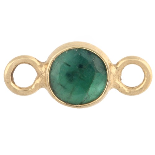 4.5 mm Round Faceted Gemstone Spacer, 925 Sterling Silver Fine gold plated - Emerald Imitation