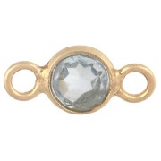 4.5 mm Round Faceted Gemstone-Style Spacer, 925 Sterling Silver, Fine gold plated with Hydro Blue Topaz