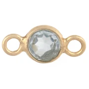 4.5 mm Round Faceted Gemstone-Style Spacer, 925 Sterling Silver, Fine gold plated with Hydro Blue Topaz