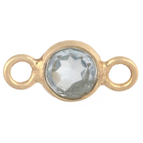 4.5 mm Round Faceted Gemstone-Style Spacer, 925 Sterling Silver, Fine gold plated with Hydro Blue Topaz