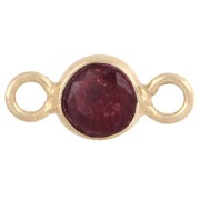 4.5 mm Round Faceted Gemstone Spacer - 925 Sterling Silver Plated with Fine Gold - Ruby Imitation