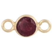 4.5 mm Round Faceted Gemstone Spacer - 925 Sterling Silver Plated with Fine Gold - Ruby Imitation