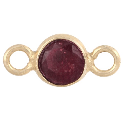 4.5 mm Round Faceted Gemstone Spacer - 925 Sterling Silver Plated with Fine Gold - Ruby Imitation