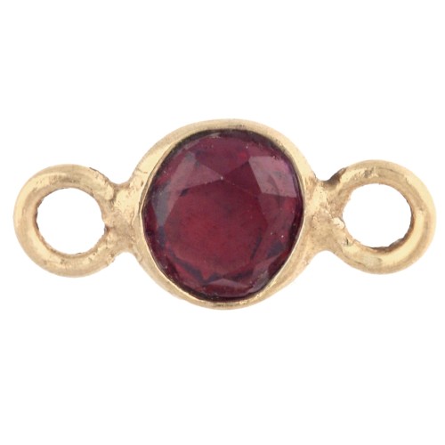 4.5 mm Round Faceted Gemstone Spacer - 925 Sterling Silver Fine gold plated - Garnet