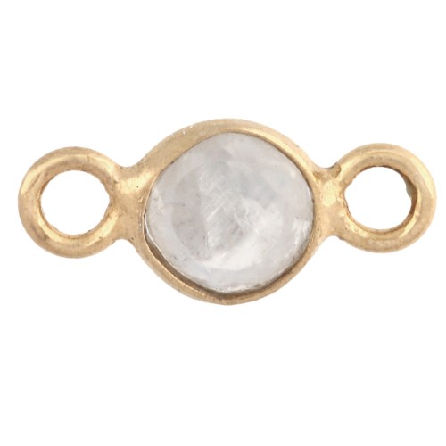 4.5mm Round Faceted Gemstone Spacer, 925 Sterling Silver Plated with Fine Gold - Moonstone