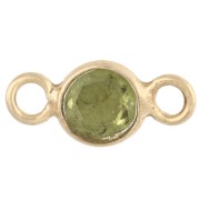 4.5 mm Round Faceted Gemstone Spacer - 925 Sterling Silver Fine gold plated - Peridot