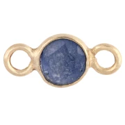 4.5 mm Round Faceted Gemstone Spacer, 925 Sterling Silver Fine gold plated - Sapphire Imitation
