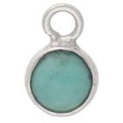 4.5 mm Round Gemstone Charm - 925 Sterling Silver - Turquoise x1