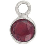 4.5 mm Round Faceted Gemstone Charm - 925 Sterling Silver - Garnet x1