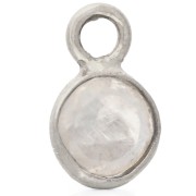 4.5 mm Round Faceted Gemstone Charm - 925 Sterling Silver - Moonstone