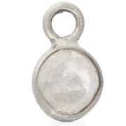 4.5 mm Round Faceted Gemstone Charm - 925 Sterling Silver - Moonstone