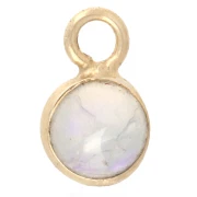 4.5 mm Round Charm with Gemstone - 925 Sterling Silver Fine gold plated - Opal