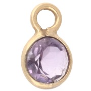 4.5 mm Round Faceted Gemstone Charm - 925 Sterling Silver Plated with Fine gold - Amethyst