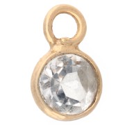 4.5 mm Round Faceted Gemstone Charm - 925 Sterling Silver Plated with Fine Gold - Rock Crystal