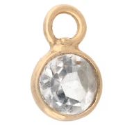 4.5 mm Round Faceted Gemstone Charm - 925 Sterling Silver Plated with Fine Gold - Rock Crystal