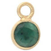 4.5 mm Round Faceted Gemstone Charm - 925 Sterling Silver Plated with Fine gold - Emerald Imitation
