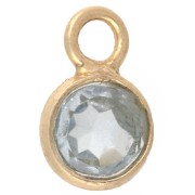 4.5 mm Round Faceted Charm, Gemstone Imitation, 925 Sterling Silver, Fine gold plated with Fine gold