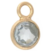 4.5 mm Round Faceted Charm, Gemstone Imitation, 925 Sterling Silver, Fine gold plated with Fine gold