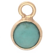 4.5 mm Round Gemstone Charm - 925 Sterling Silver Fine gold plated - Turquoise x1