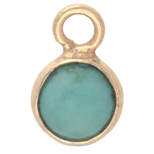 4.5 mm Round Gemstone Charm - 925 Sterling Silver Fine gold plated - Turquoise x1