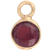 4.5 mm Round Faceted Gemstone Charm - 925 Sterling Silver Fine gold plated - Garnet