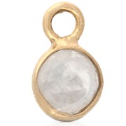 4.5mm Round Faceted Gemstone Charm, 925 Sterling Silver Plated with Fine gold - Moonstone