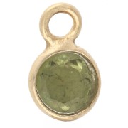 4.5 mm Round Faceted Gemstone Charm - 925 Sterling Silver Fine gold plated - Peridot