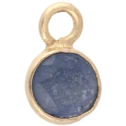4.5 mm Round Faceted Gemstone Charm - 925 Sterling Silver Plated with Fine gold - Sapphire Imitation