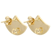 Oriental style stud earrings with open hoops 12 mm - Gold-plated x2