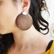 Oriental style stud earrings with open hoops 12 mm - Gold-plated x2